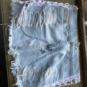 Denim Lace-up Light Wash Sexy Cute Trendy Shorts